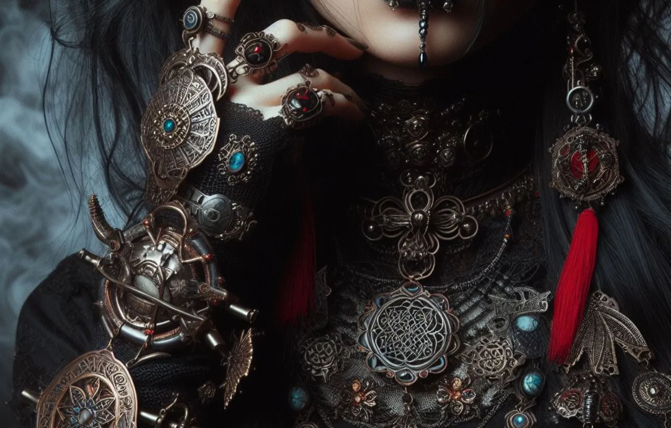 Photo wallpaper girl, fiction, steampunk, AI art, neural network