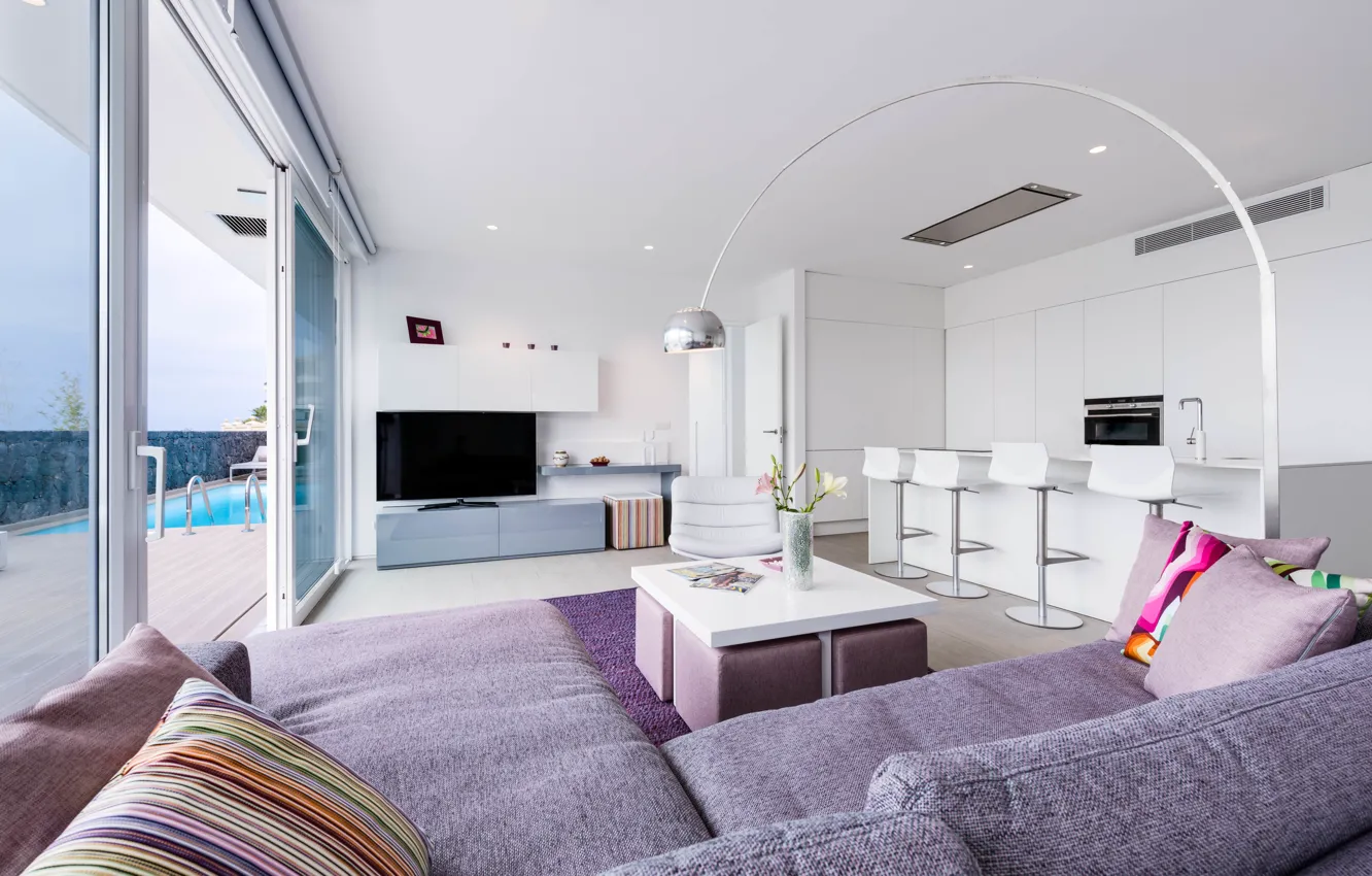 Photo wallpaper design, style, interior, pool, living space