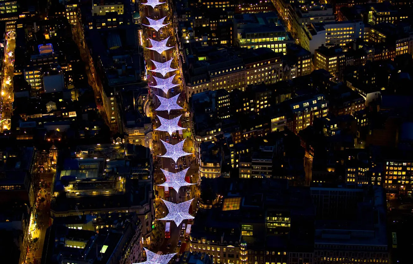 Photo wallpaper night, lights, holiday, street, England, London, home, Christmas