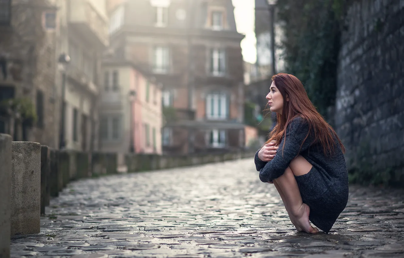 Photo wallpaper girl, street, bridge, Marion Limerat