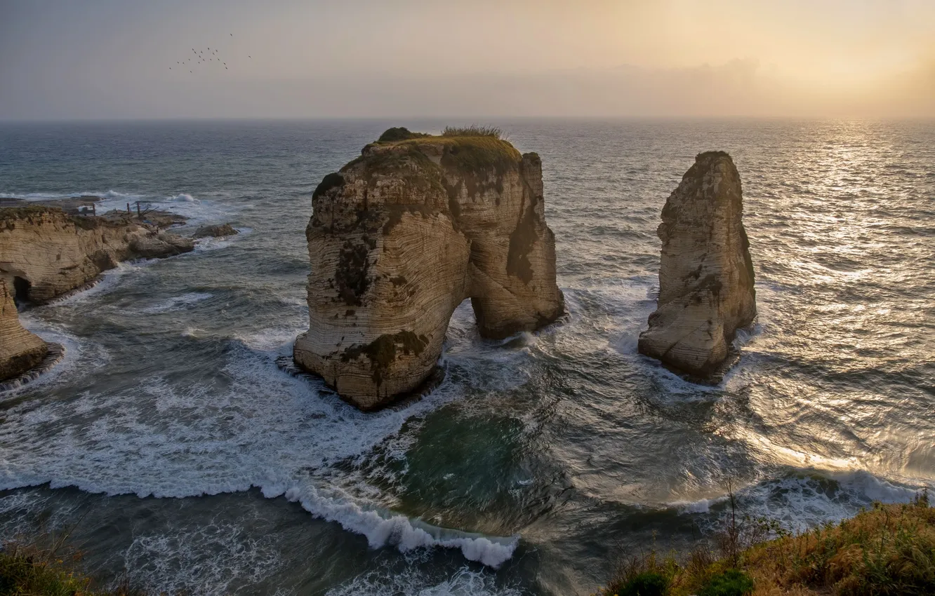 Photo wallpaper sea, Lebanon, Beirut, Nadezhda Demkina, Pigeon Rocks