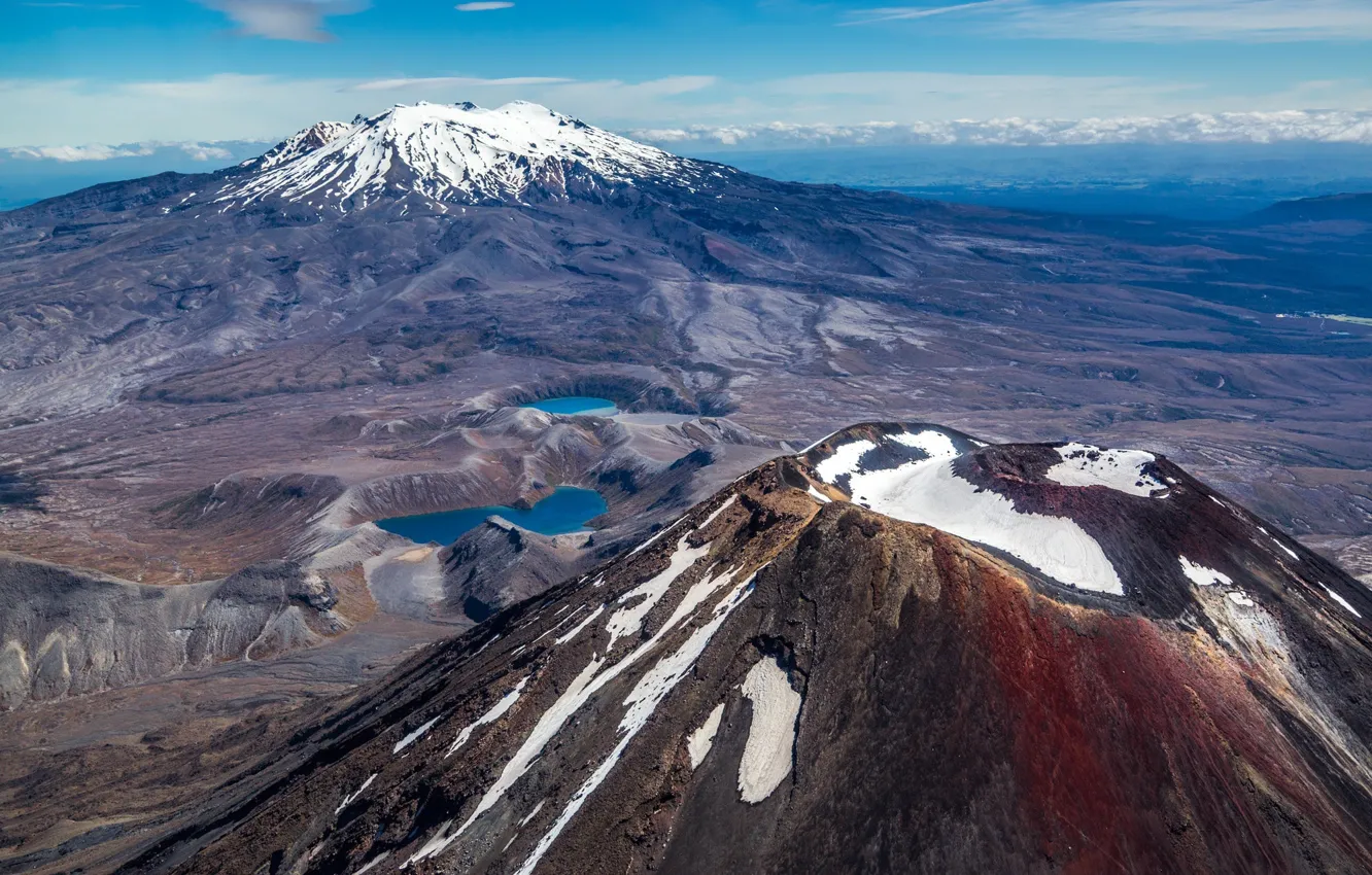 Photo wallpaper snow, mountains, tops, the volcano, New Zealand, New Zealand, Tongariro