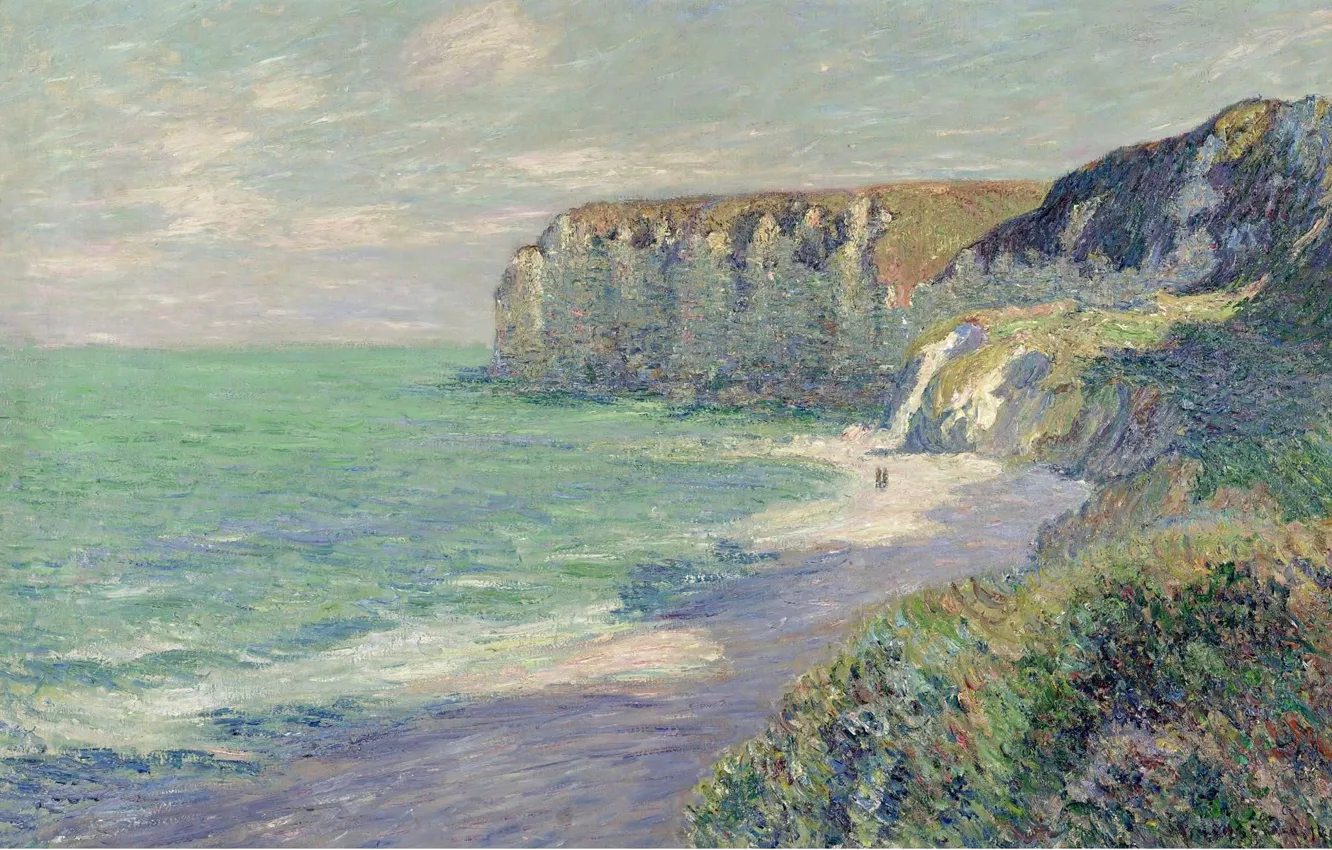 Photo wallpaper sea, the sky, landscape, shore, picture, Gustave Loiseau, Cliffs Of Saint-Jouin