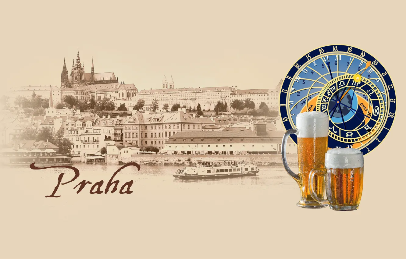 Photo wallpaper beer, Prague, Czech Republic, Vltava, Praha, by Pyrus-acerba, collection of cities