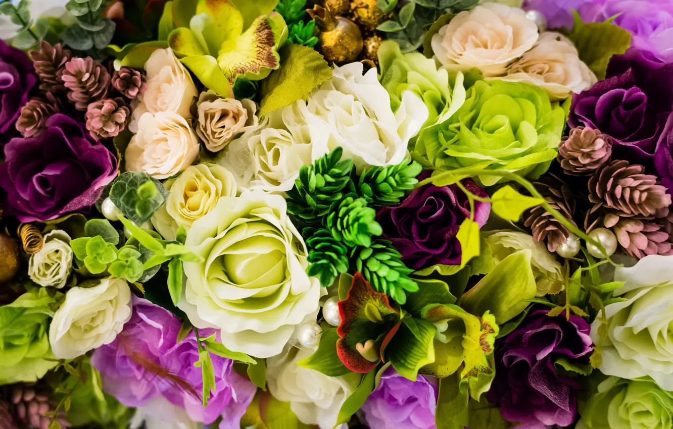 Photo wallpaper flowers, photo, roses, Orchid, closeup, eustoma