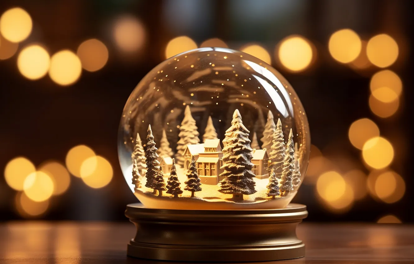 Photo wallpaper snow, decoration, tree, new year, Christmas, Christmas, snow, tree