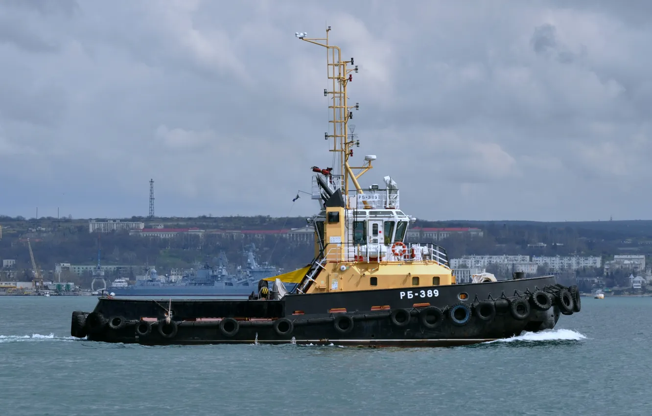 Photo wallpaper the city, tug, Bay