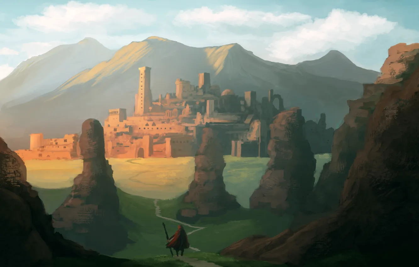 Photo wallpaper art, painting, Concept Art, Ancient city