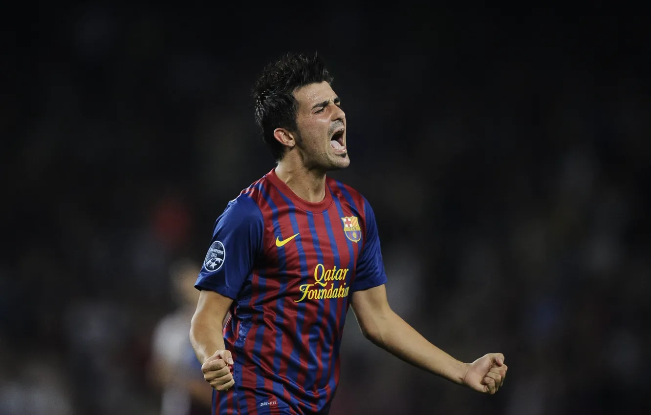 Photo wallpaper football, Barcelona, devid villa, Vilia, liga chempionov