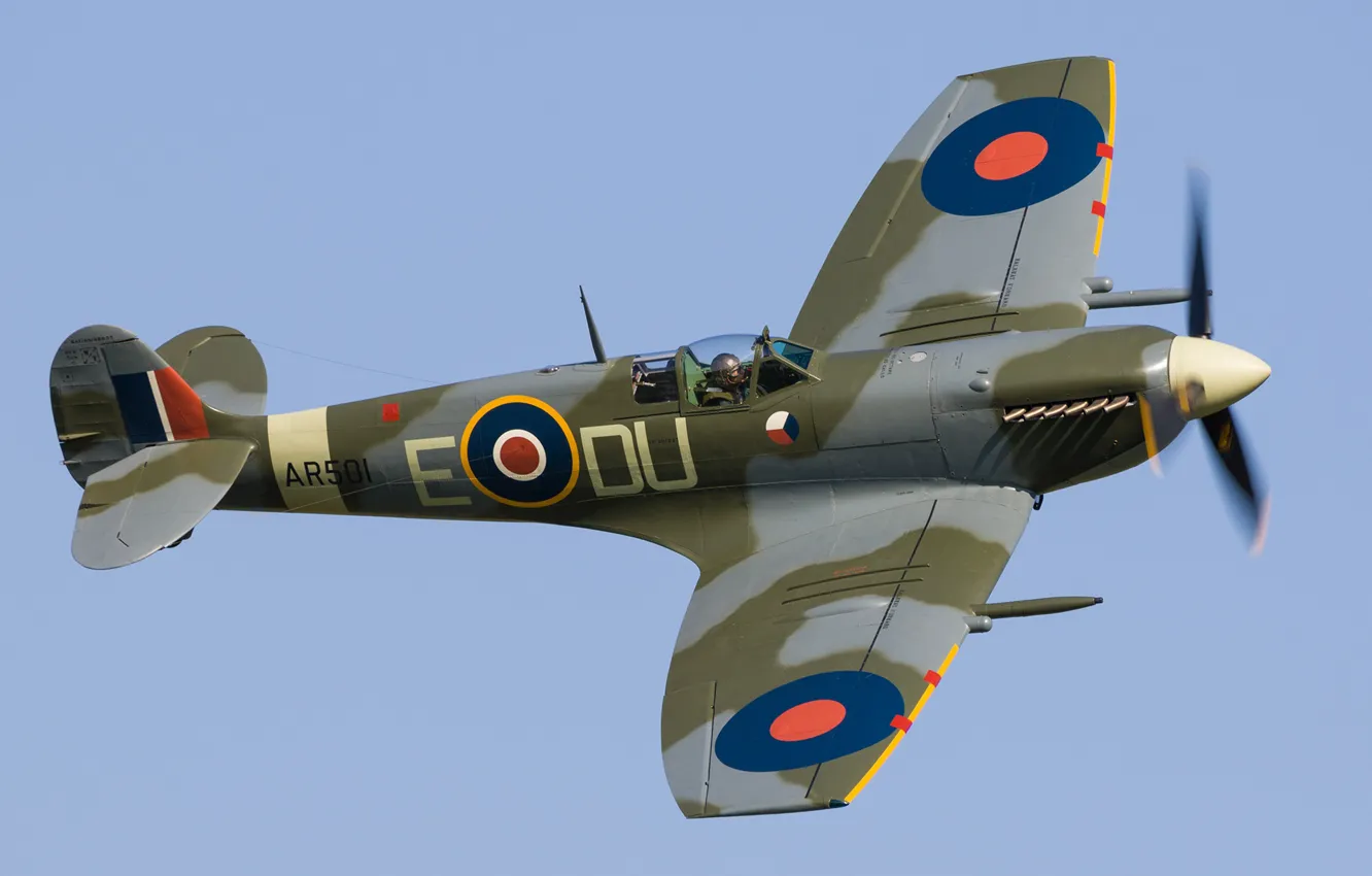 Photo wallpaper Fighter, Spitfire, Supermarine Spitfire, RAF, The Second World War