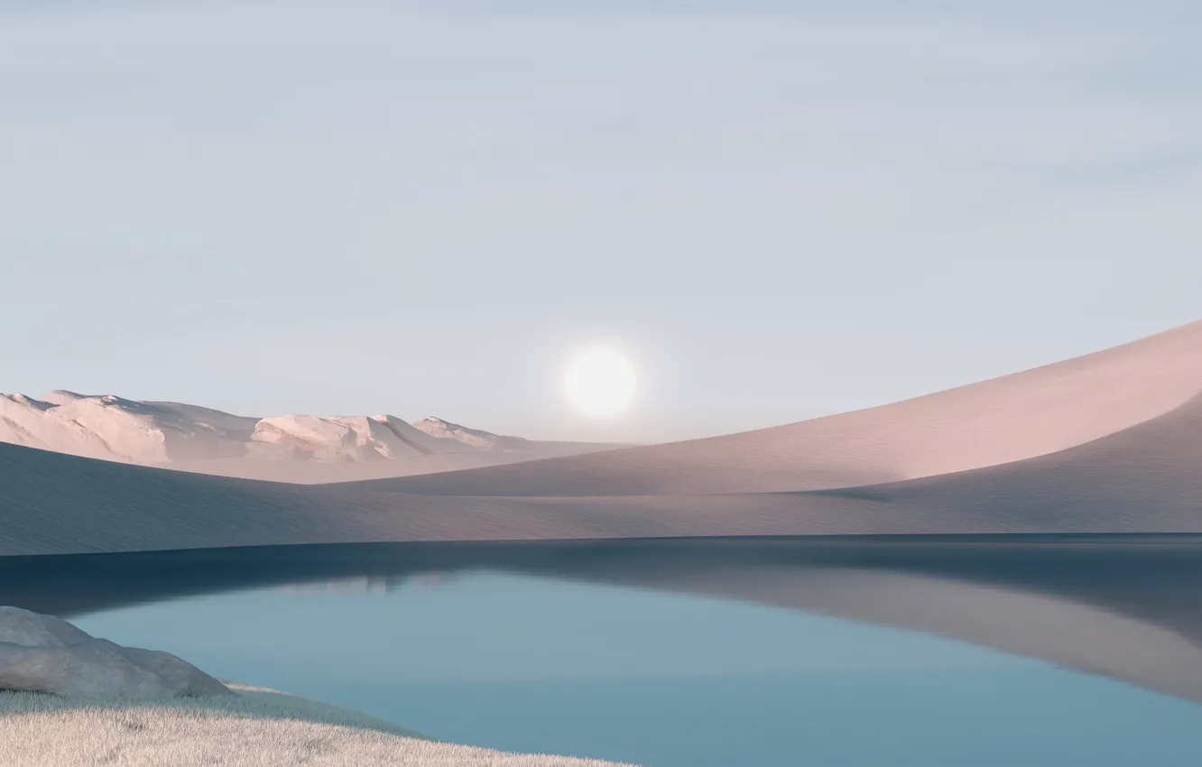 Photo wallpaper Desert, Dawn, Microsoft, Windows 11