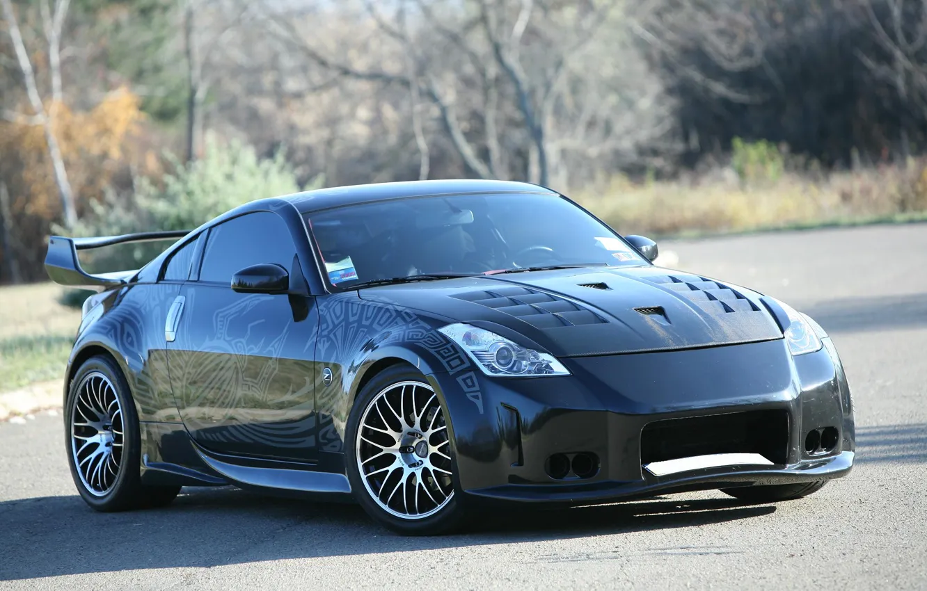 Photo wallpaper Road, Black, Pattern, Nissan 350z