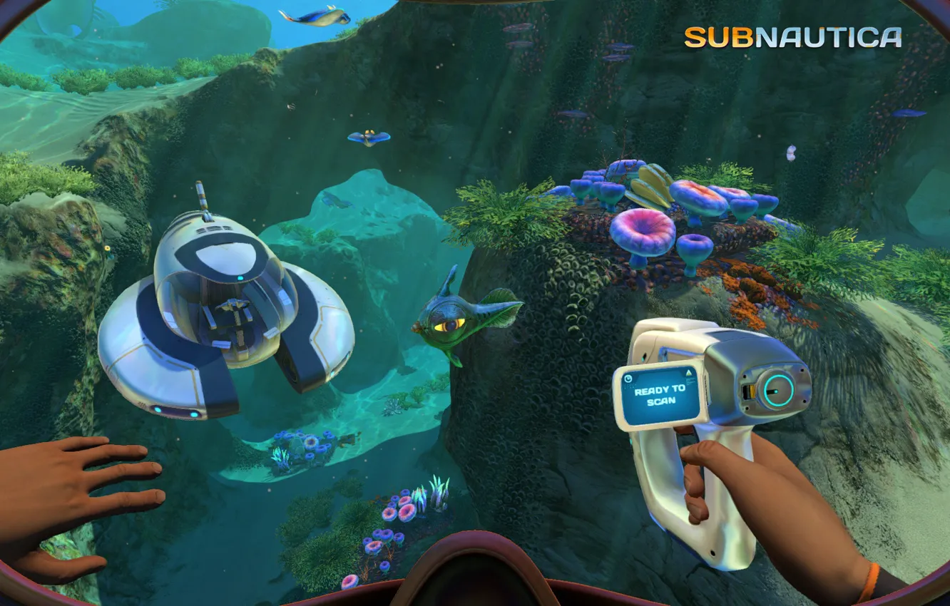 Photo wallpaper the bottom, fish, devices, Subnautica Released Today