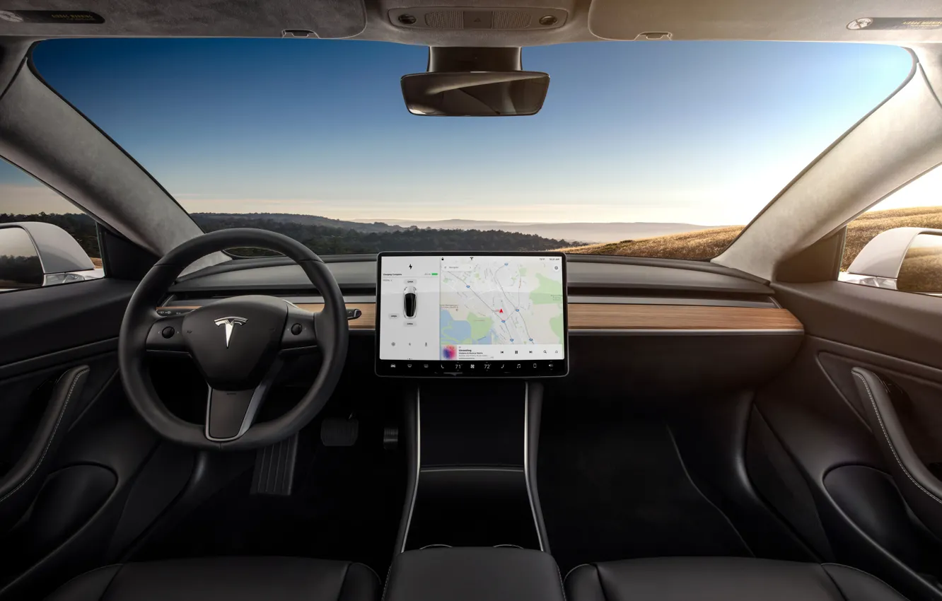 Photo wallpaper interior, Tesla, model 3