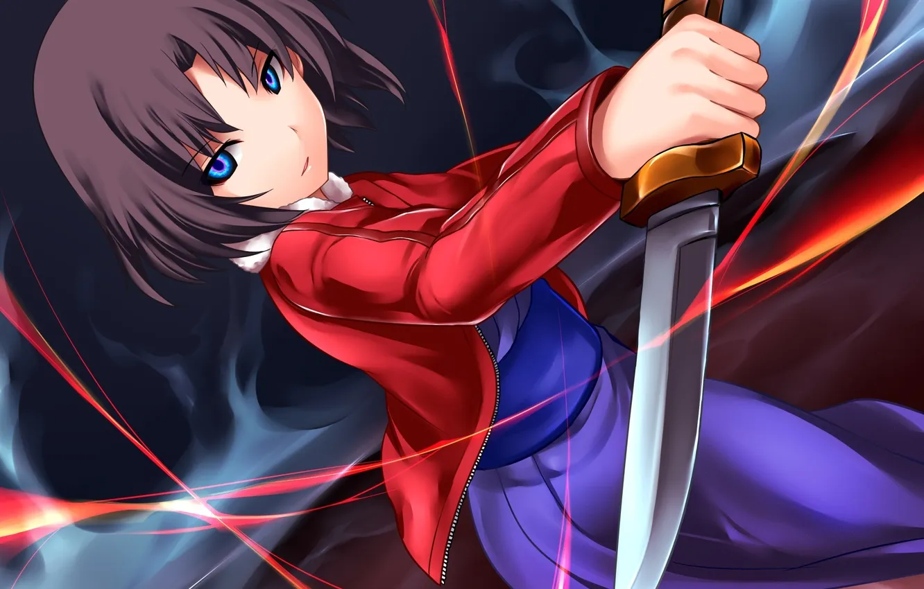 Photo wallpaper girl, art, knife, kara no kyoukai, yougi shiki, young