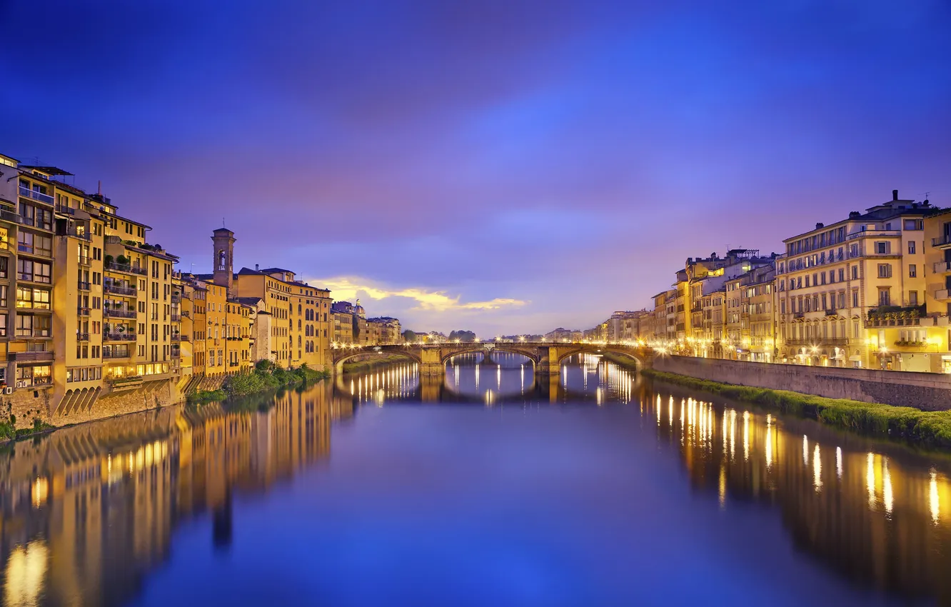 Photo wallpaper bridge, river, home, Italy, Florence, Arno