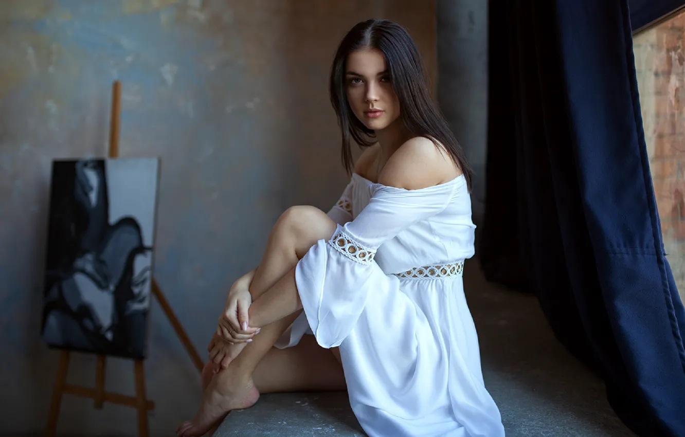 Photo wallpaper look, girl, pose, dress, Denis Kotov