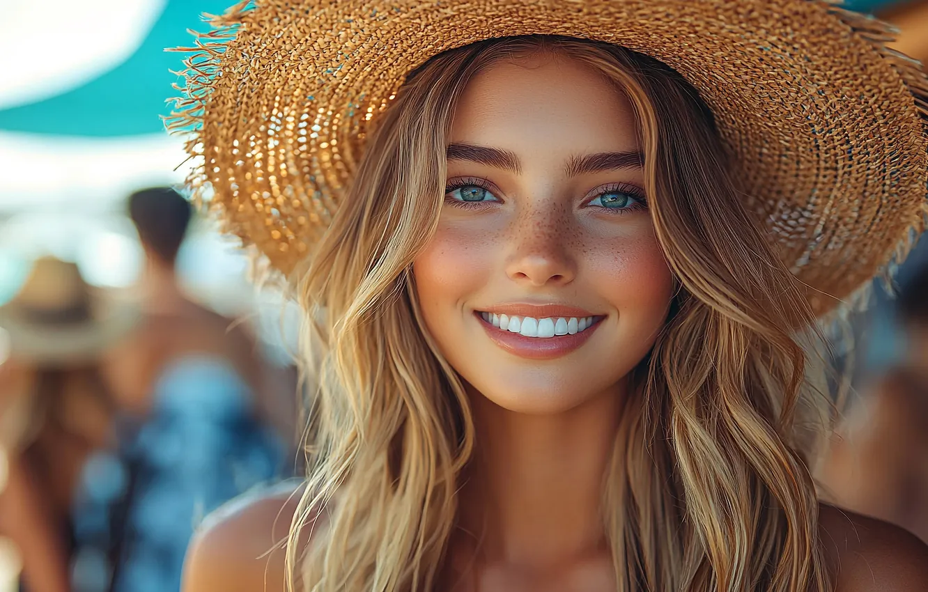 Photo wallpaper summer, look, girl, face, smile, people, stay, portrait