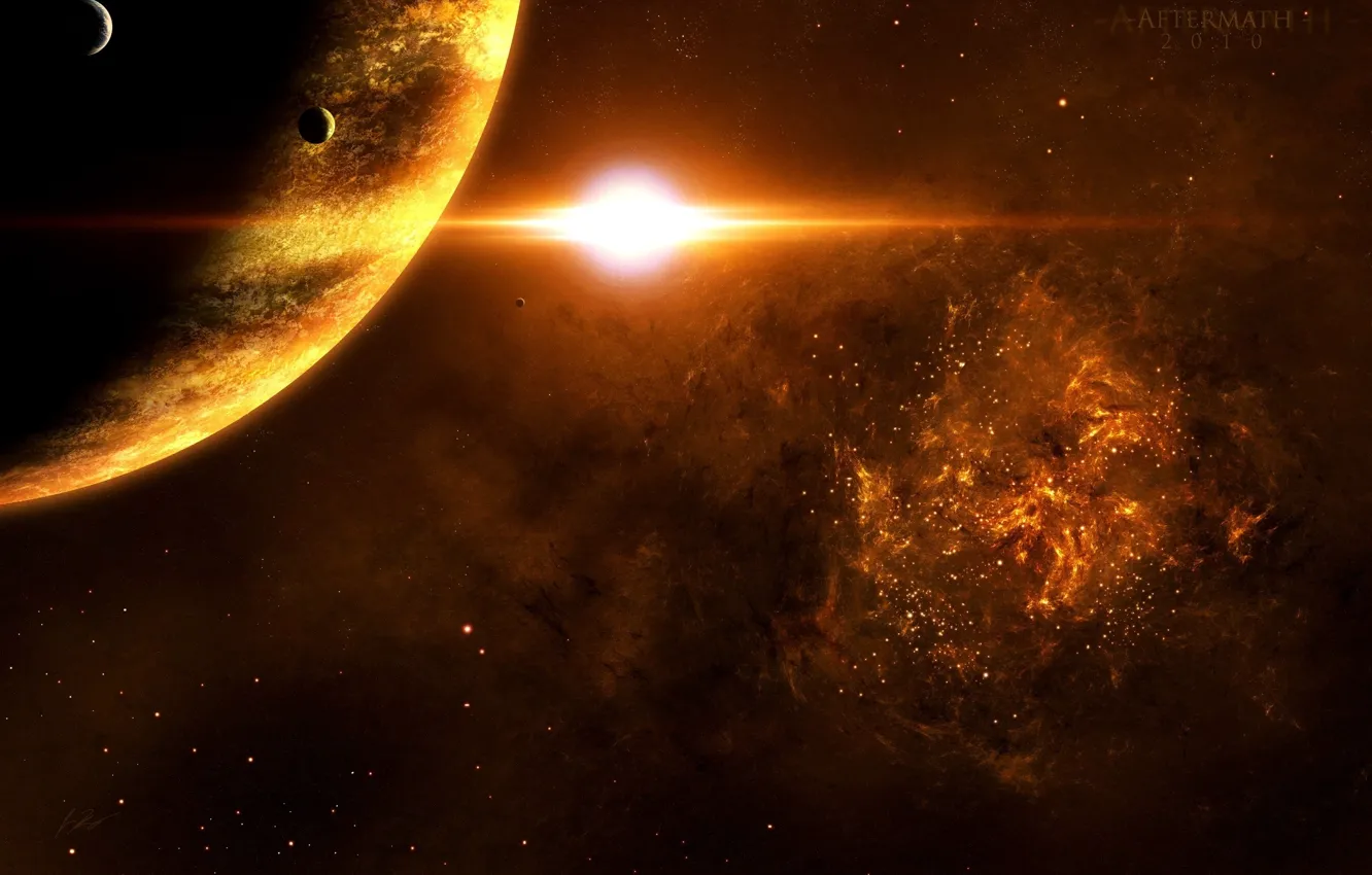 Photo wallpaper light, moon, star, sun, planets, sci fi, sarelites