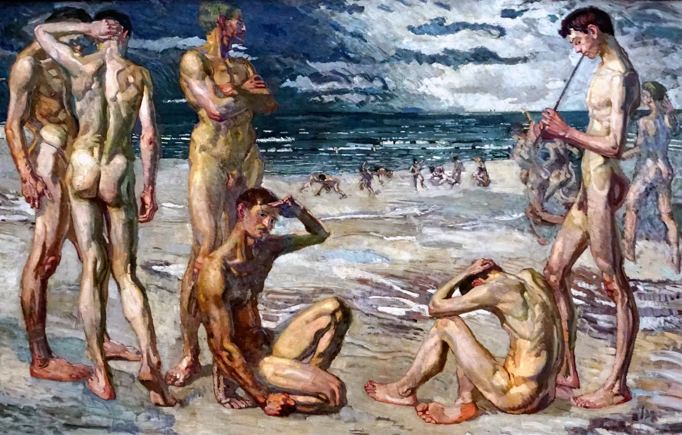 Photo wallpaper sand, Beach, Picture, Coast, Guys, Max Beckmann, Naked, Max Beckmann
