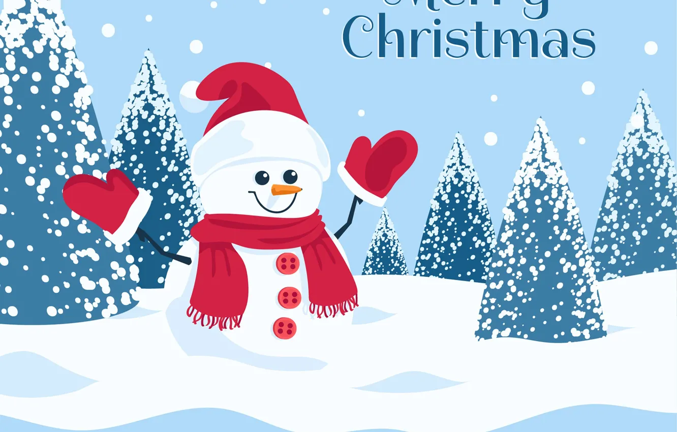Photo wallpaper winter, forest, snow, graphics, new year, scarf, Christmas, the snow