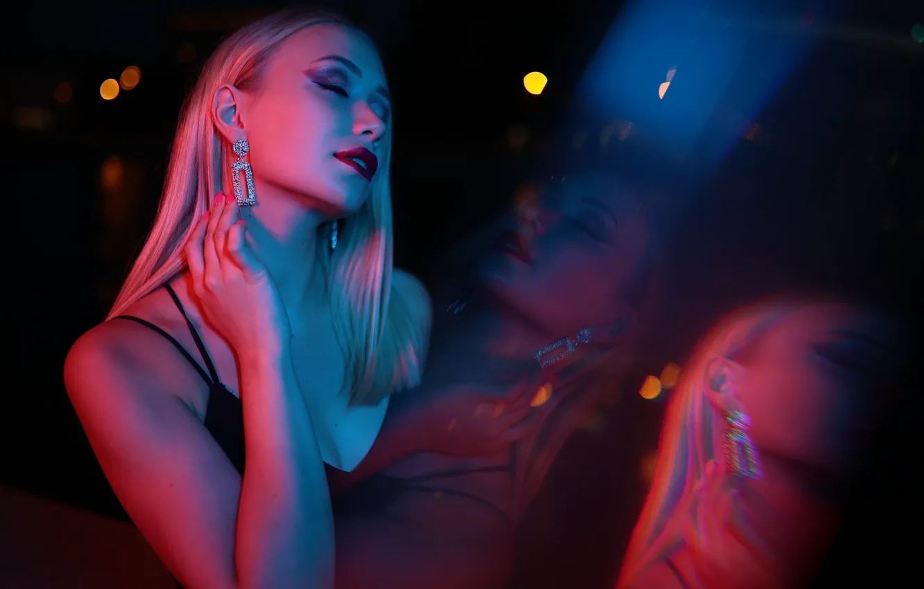 Photo wallpaper girl, pose, style, hands, makeup, blonde, closed eyes, Sergey Khakhlev