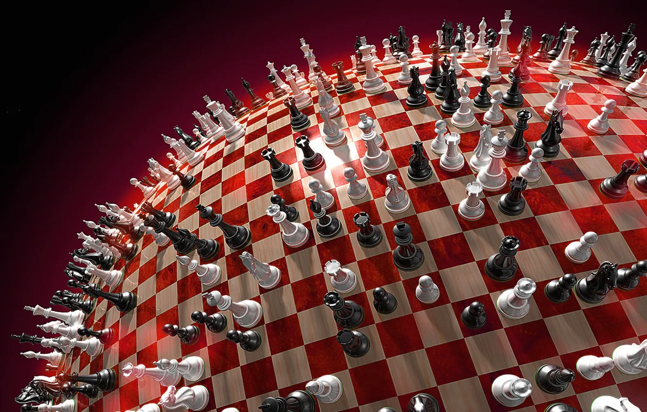 Photo wallpaper red, ball, Chess