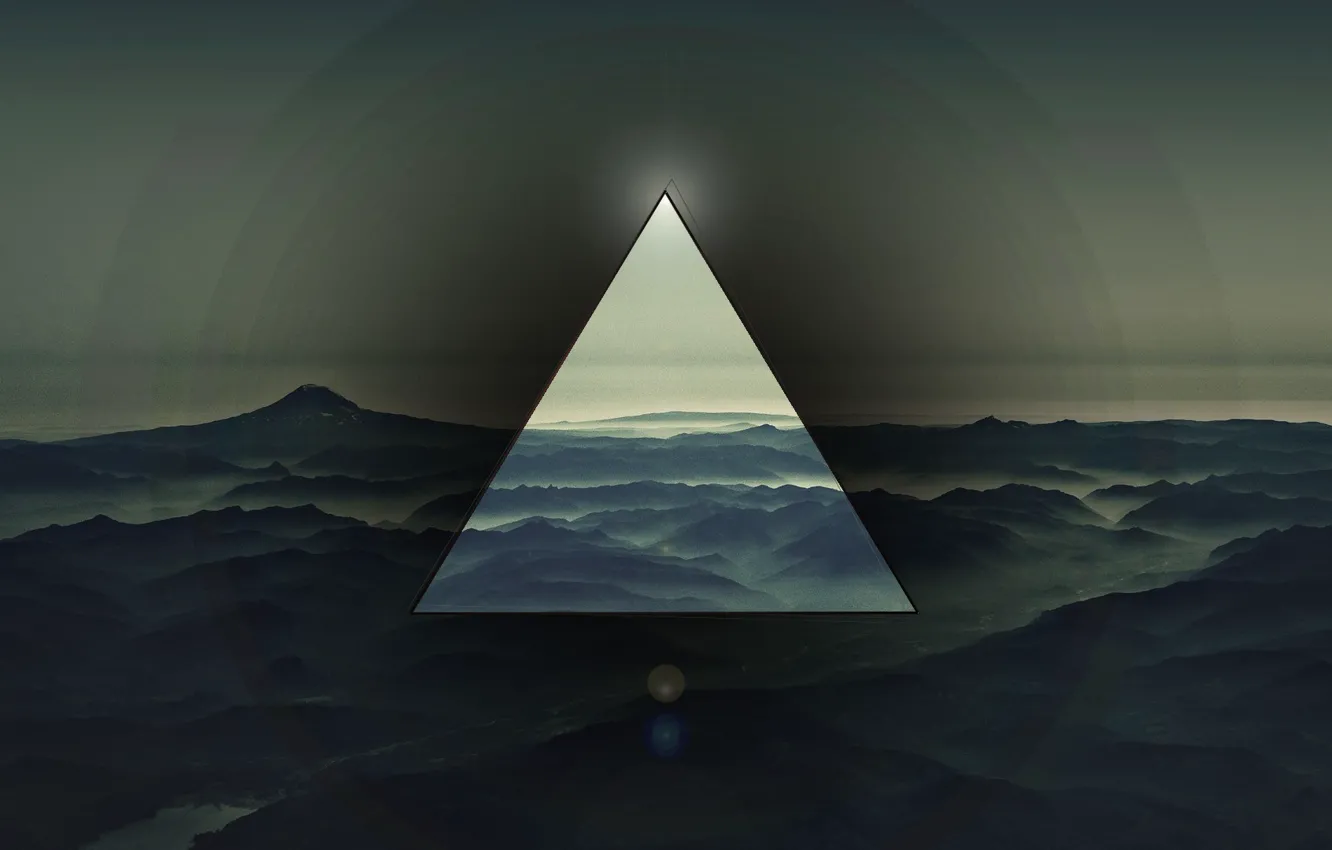 Photo wallpaper mountains, background, triangle