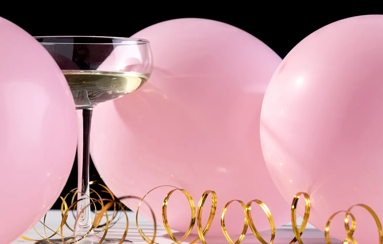 Photo wallpaper glass, table, birthday, holiday, wine, balls, glass, new year