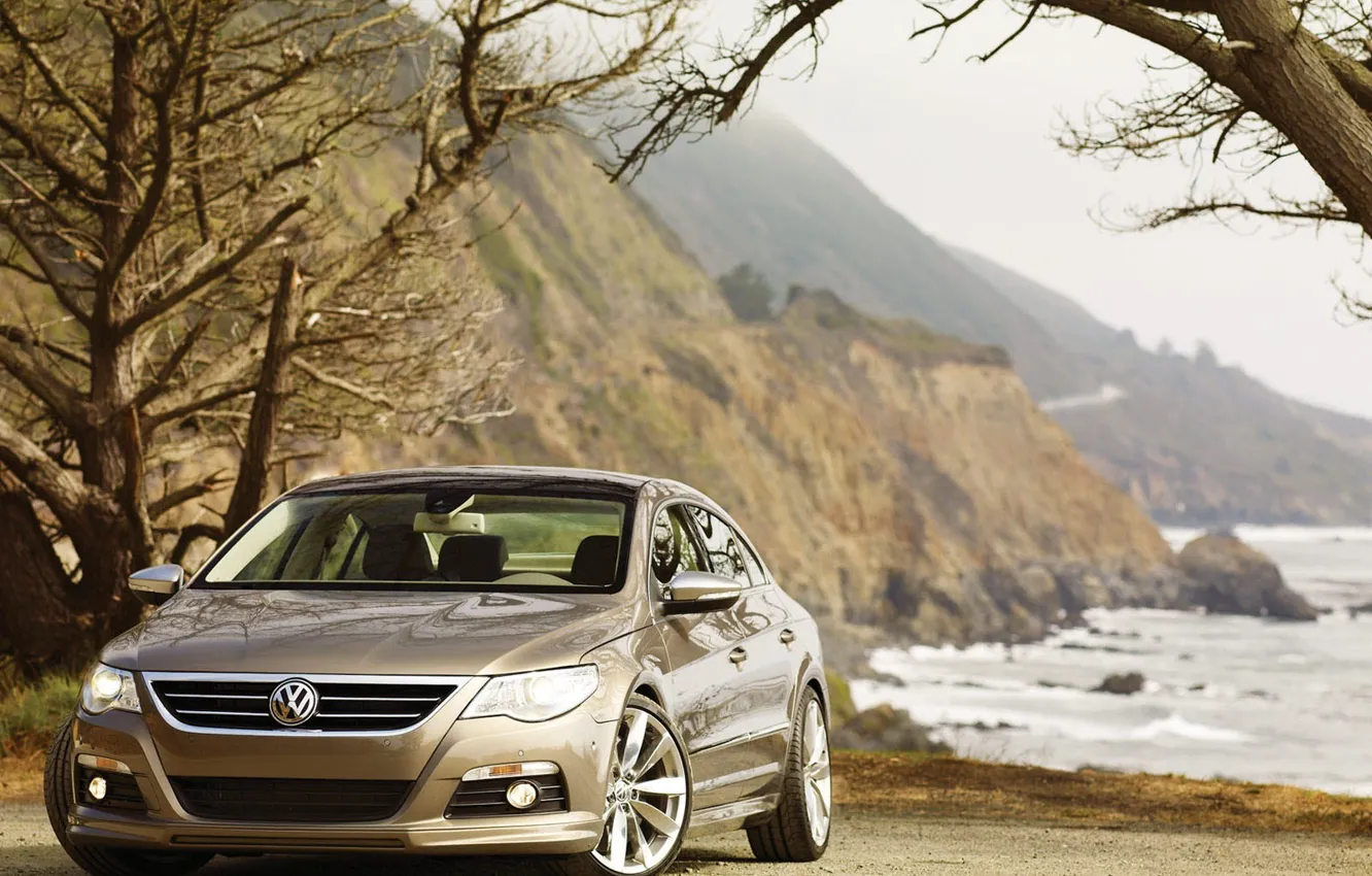 Photo wallpaper Mountains, Trees, Volkswagen, Landscape