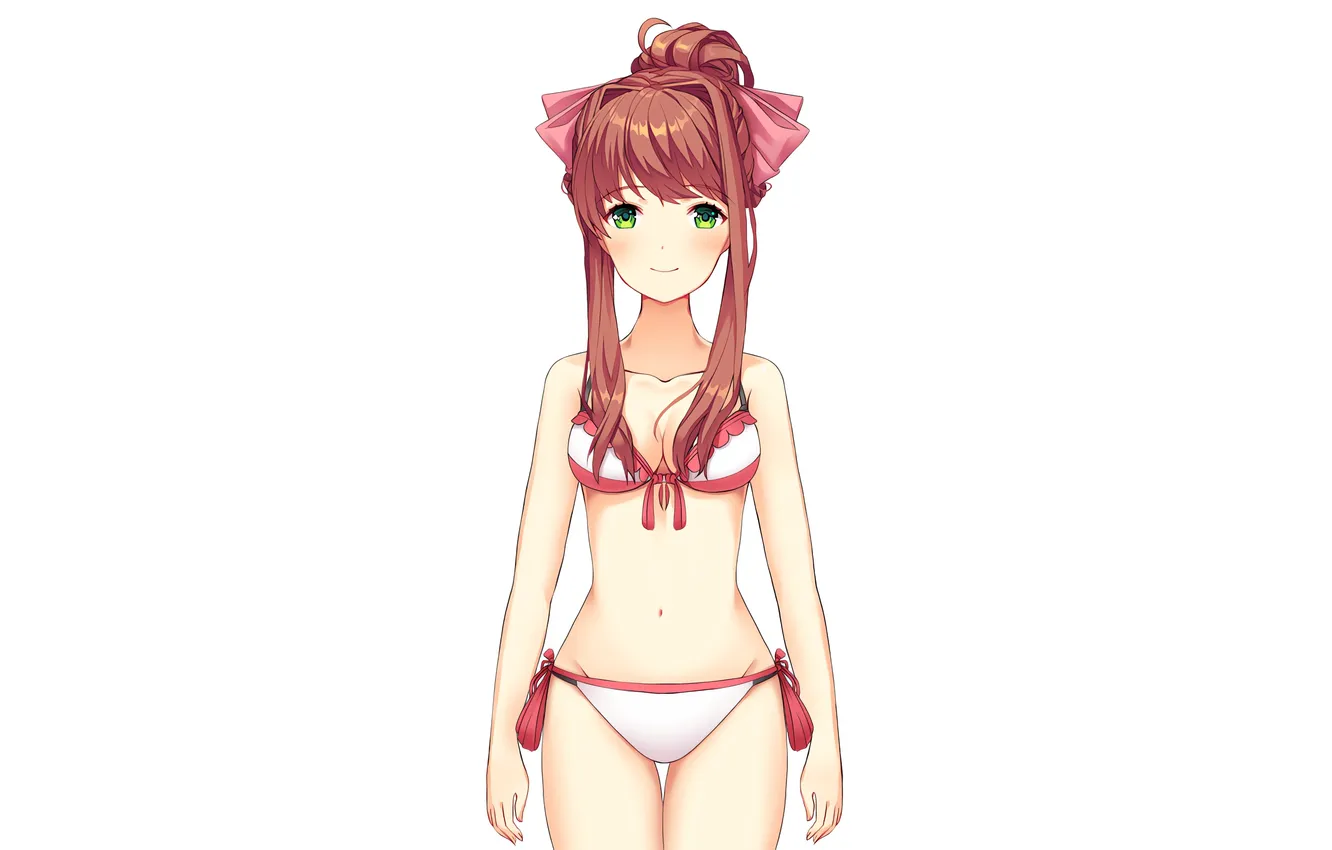 Photo wallpaper girl, sexy, cleavage, green eyes, long hair, boobs, anime, beautiful