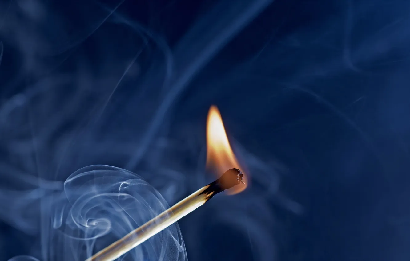 Photo wallpaper macro, lights, smoke, matches