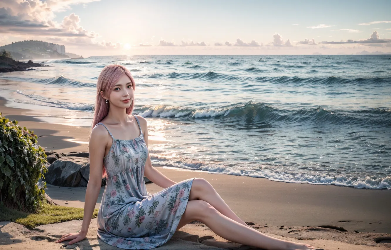 Wallpaper Beach Girl Stay Sitting For Mobile And Desktop Section wallpaper-beach-girl-stay-sitting-for-mobile-and-desktop-section