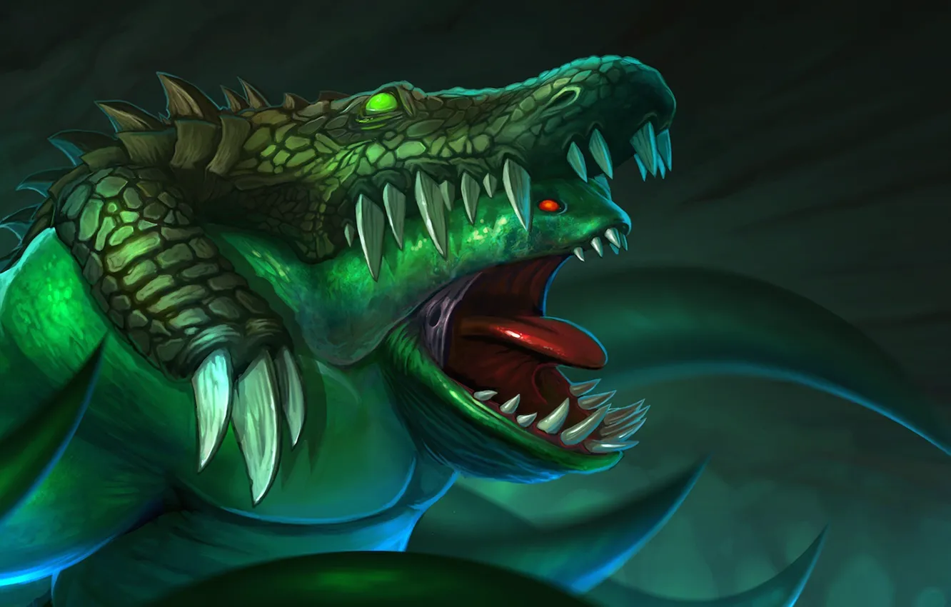 Photo wallpaper teeth, crocodile, art, skin, dota 2, tidehunter, Leviathan