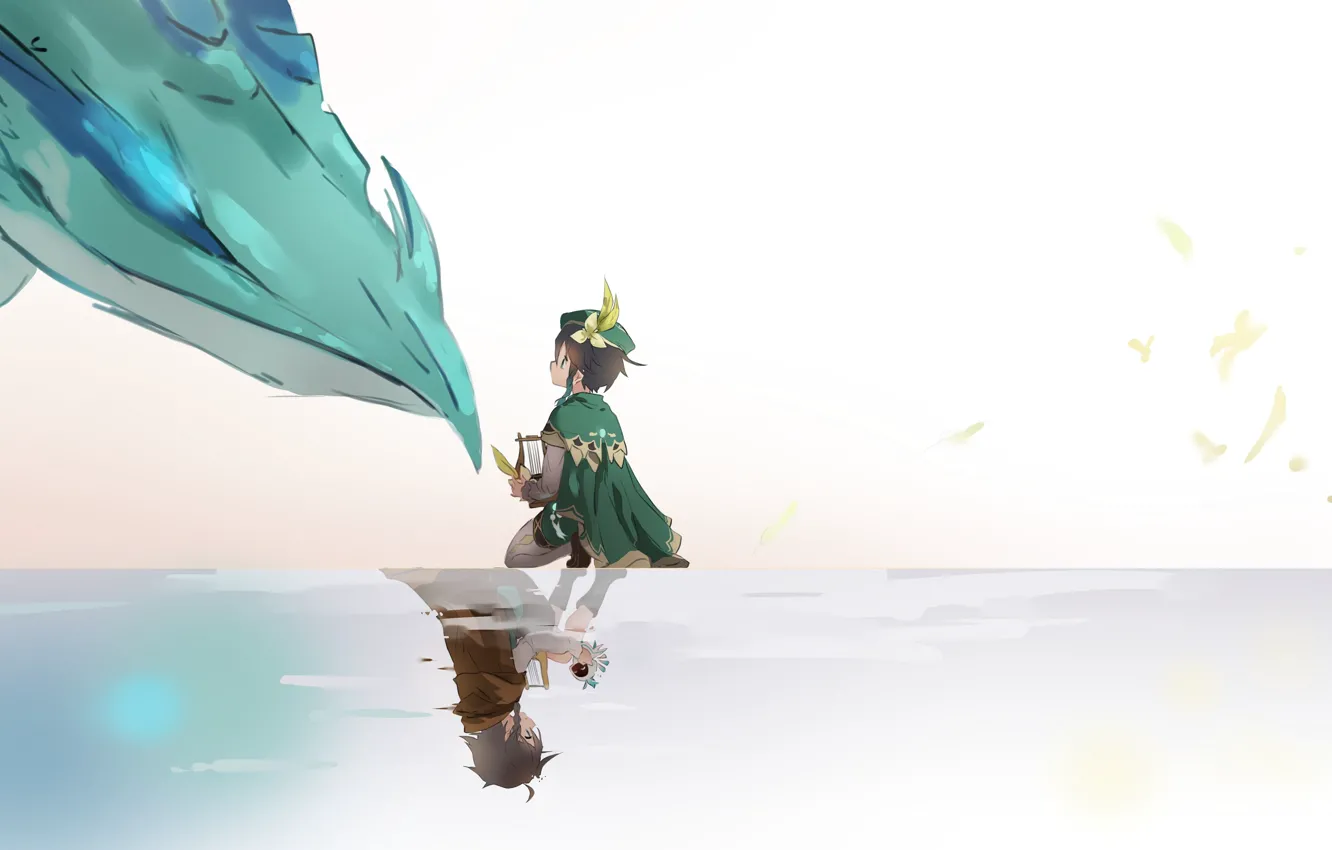 Photo wallpaper dragon, boy, cloak, takes, the reflection in the water, friendship forever, sitting on my lap, …