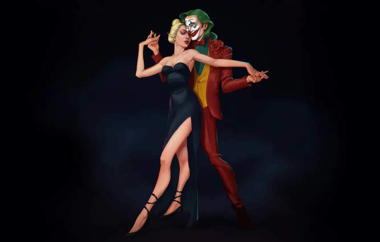 Photo wallpaper love, the dark background, dance, pair, Joker, Harley Quinn, Crazy In Love, Crazy love