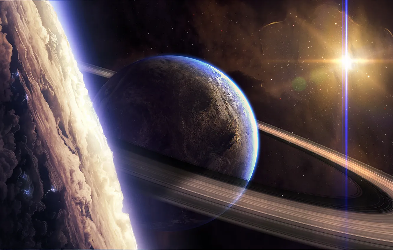 Photo wallpaper space, stars, planet