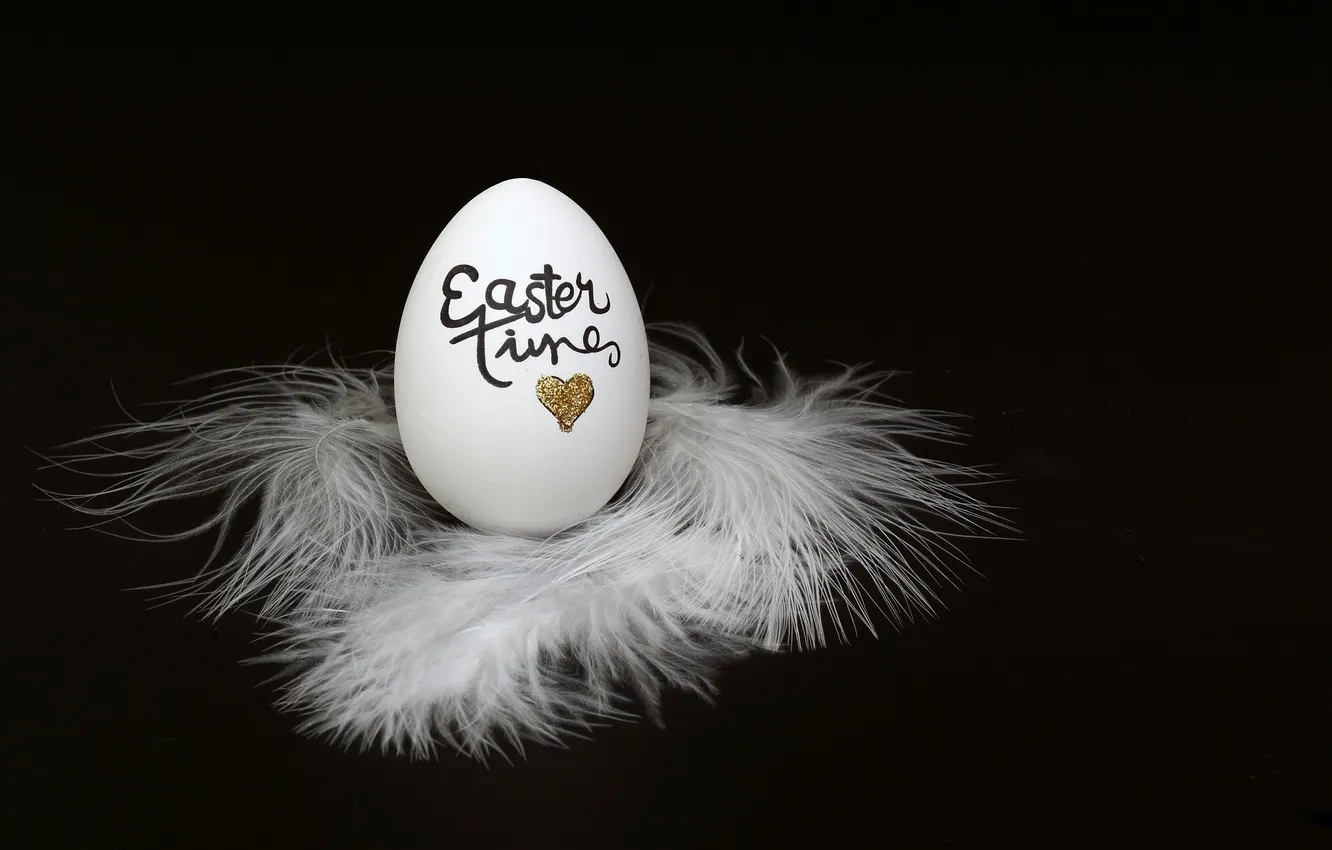 Photo wallpaper eggs, feathers, Easter
