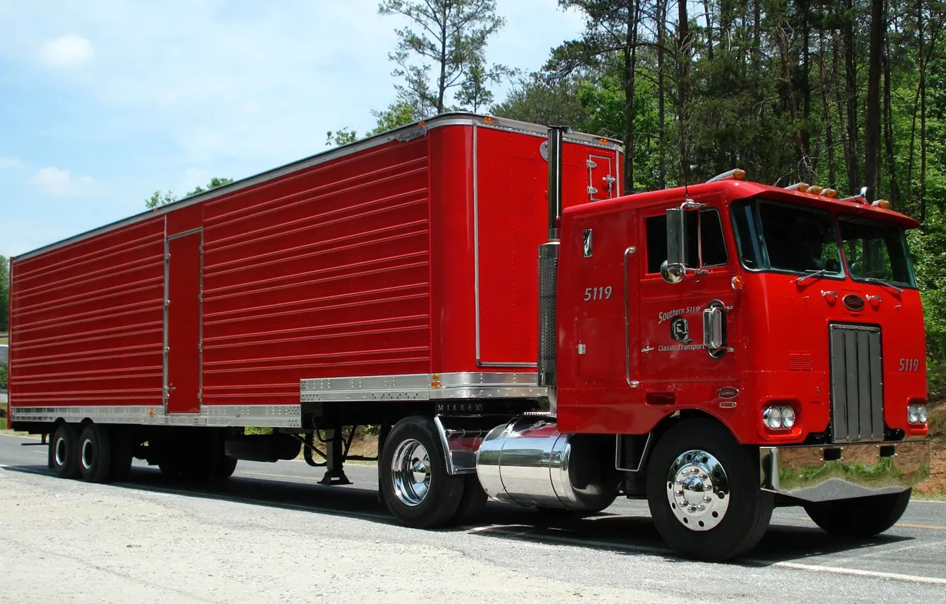 Photo wallpaper red, truck, the trailer, as, terminator, the truck, Peterbilt