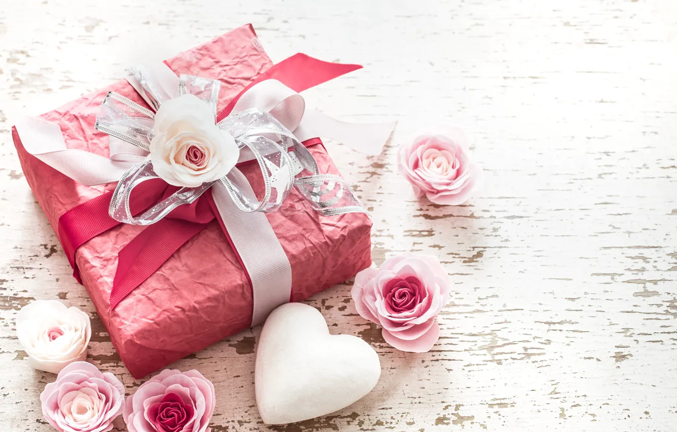 Photo wallpaper love, flowers, red, heart, roses, bouquet, hearts, Valentine's day