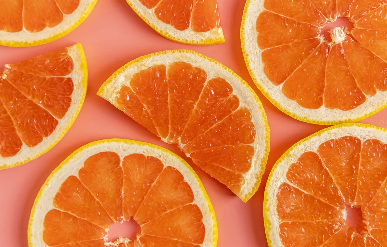 Photo wallpaper bright, orange, orange background, circles, a lot, slices, juicy