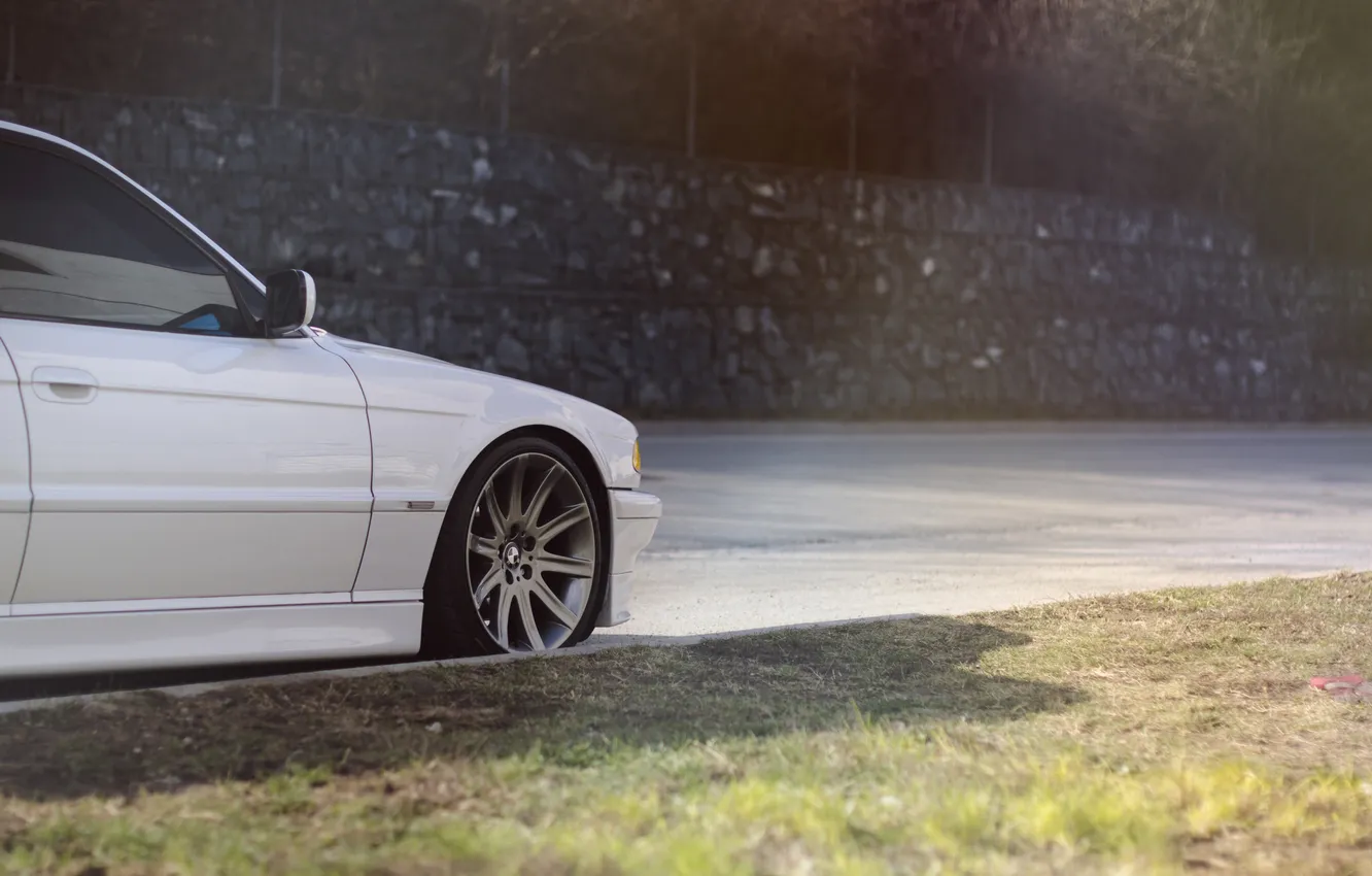 Photo wallpaper white, BMW, BMW, rink, white, Boomer, e38, Bimmer