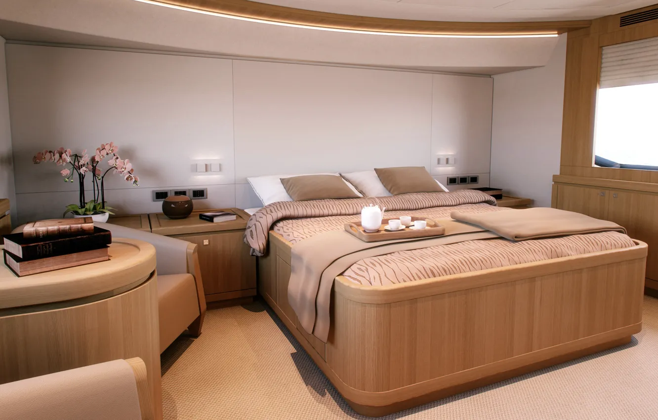 Photo wallpaper design, style, interior, yacht, Suite, cabin, Shuttle-26