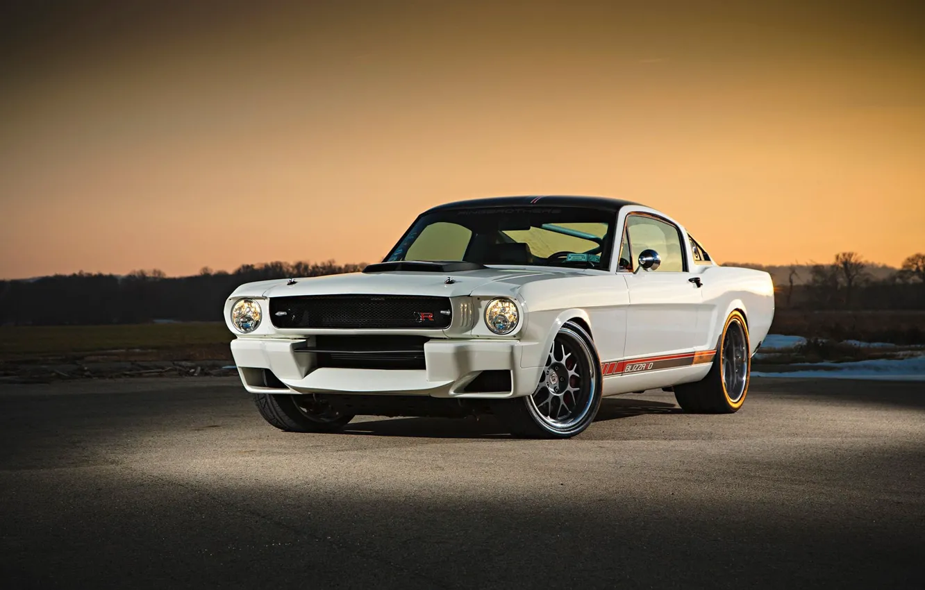 Photo wallpaper Ford Mustang, 1965, White, Modifield