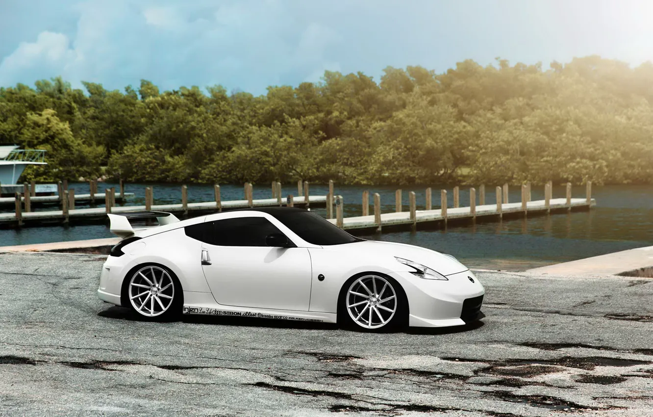 Photo wallpaper car, tuning, white, promenade, Nissan, tuning, rechange, Nissan 370Z