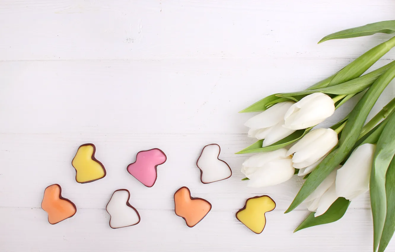 Photo wallpaper holiday, Easter, tulips, gingerbread