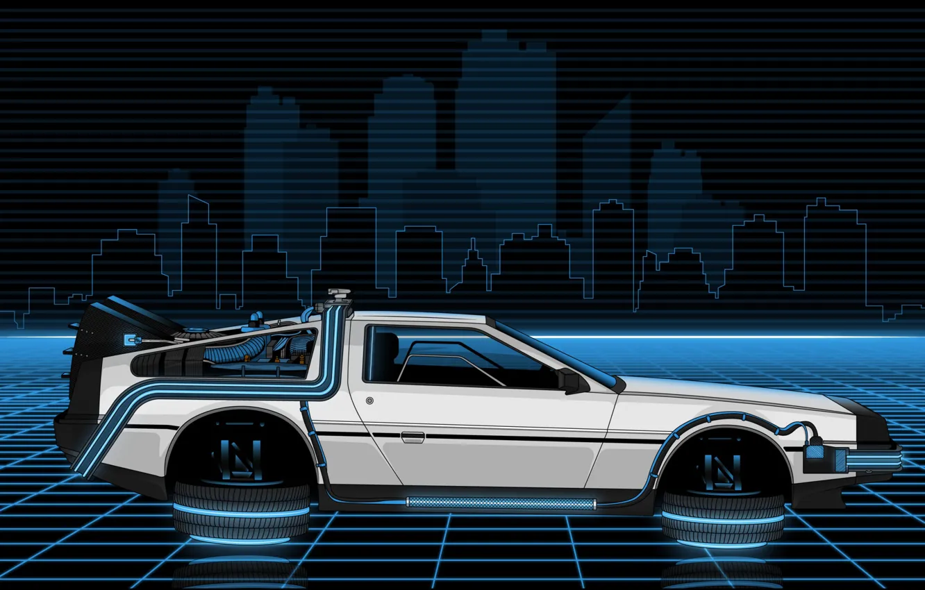 Photo wallpaper Auto, Figure, Music, Machine, Style, Background, Car, DeLorean DMC-12