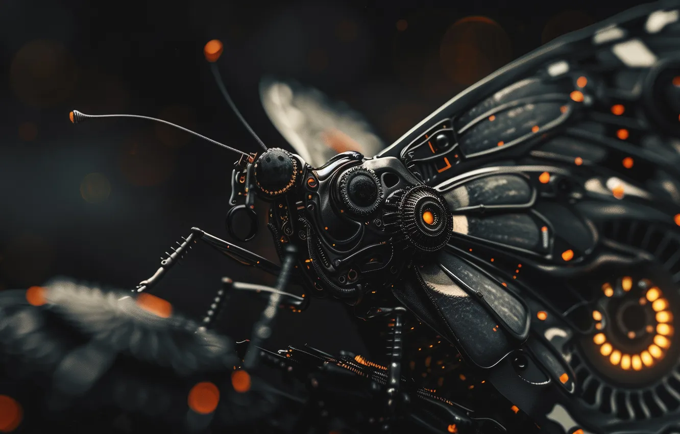 Photo wallpaper butterfly, mechanism, robot, wings