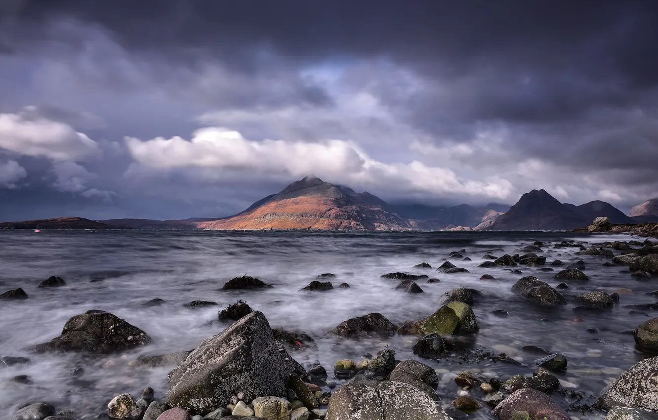 Photo wallpaper sea, landscape, mountains