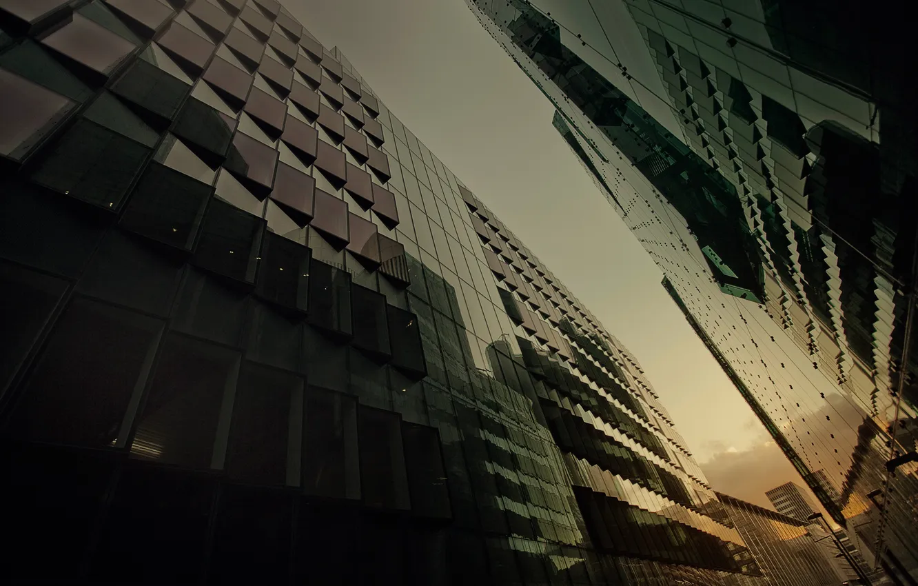 Photo wallpaper glass, light, reflection, photo, Wallpaper, building, shadow, skyscrapers